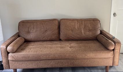 Brown 70” Faux Leather Couch ($50 OBO)