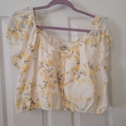 Floral Crop Top with Elastic Hem