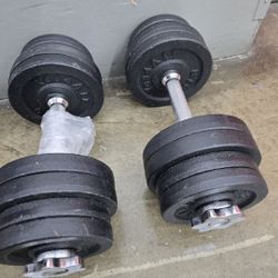 2-36 lbs cast iron adjustable dumbbells pair.
