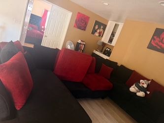 Red and black couches
