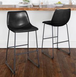 Set of 2 Black Bar Stools