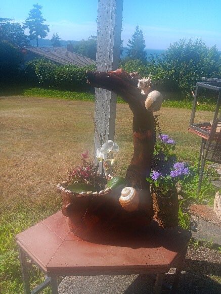 Redwood plant stand
