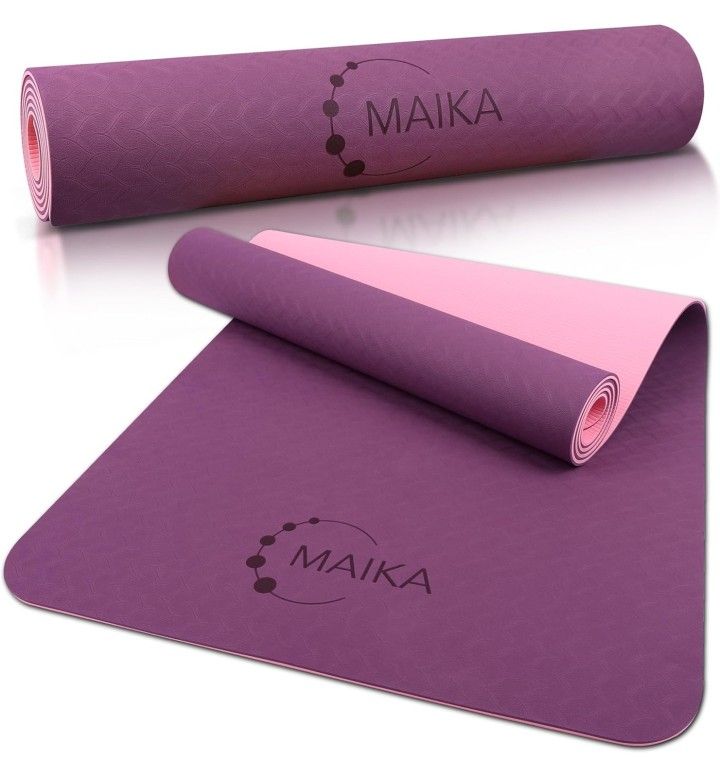 Maika Yoga Mat Non Slip, Pilates Fitness Mats, Eco Friendly, Anti-Tear 1/4" Thick Yoga Mats for Women, Exercise Mats for Home Workout, NEW