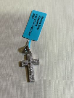 Cross Pendant silver stamp 925 with Moissanite