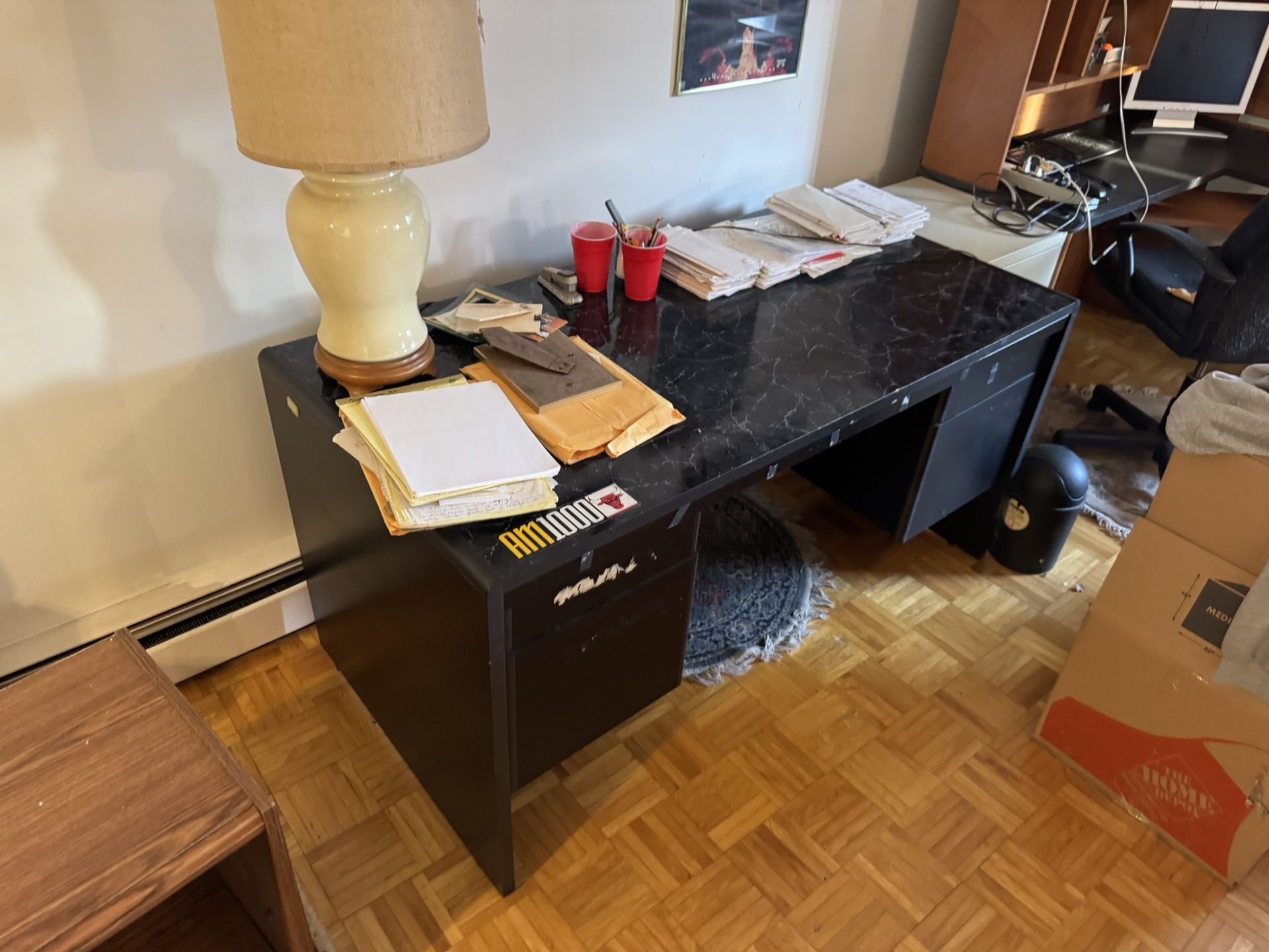 Black Desk- 4 Drawers