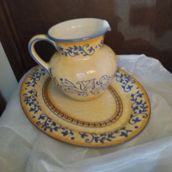 Lidia Pottery Pitcher & Platter
