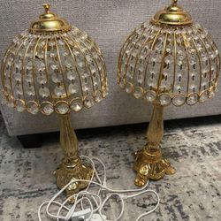 pair of gold and crystal table lamps, 1937 Years 