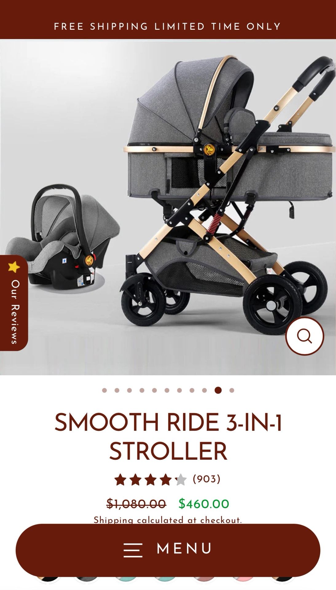 Smooth Ride 3 In 1 Stroller 