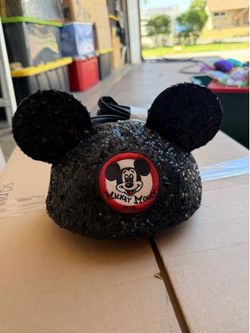 Disney Parks Mickey Mouse Club Black Sequin Loungefly Ears Hat Crossbody Bag*NWT