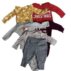 6 Pieces Infant 0-3 Months Long Sleeve And Pants Baby Girl