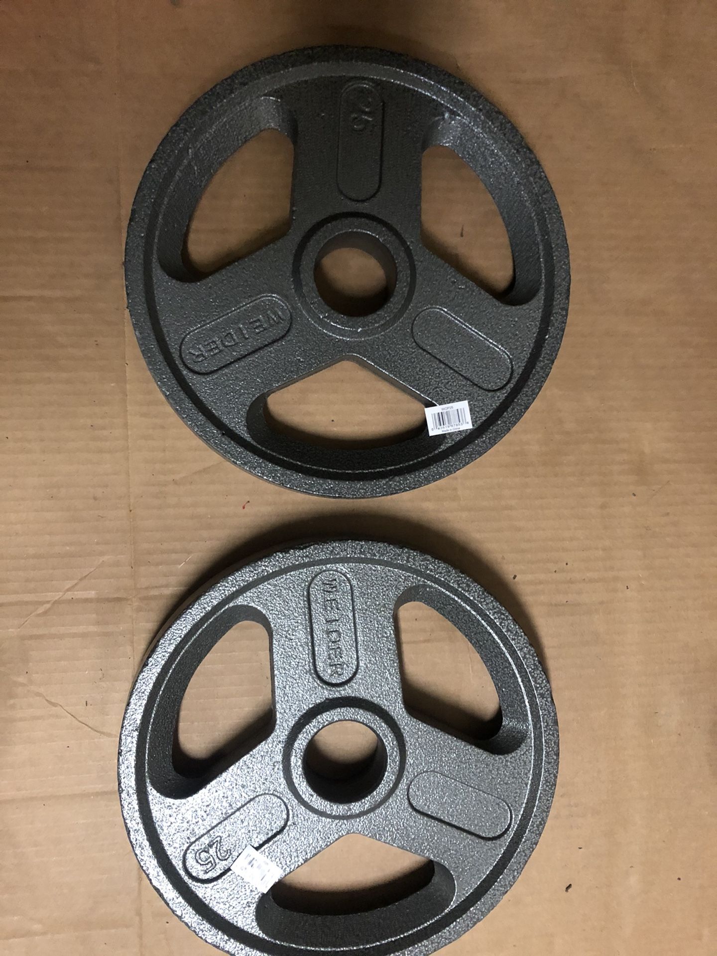 Weider 25lb Olympic 2” hammertone plate pair