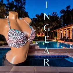 INGEAR SWIMWEAR l Bikini Top l Animal Print l Underwire, Padded l M l EUC