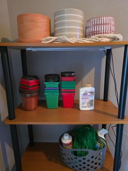 Plant stand with grow lights