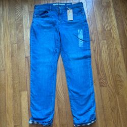 Eddie Bauer Women’s Midrise Slim Boyfriend Jeans Denim Blue Size 8 Flannel Lined