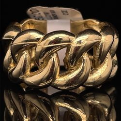 10KT Yellow Gold Cuban Ring 11.30g Size 10 170731/3