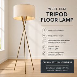 West Elm Tripod Floor Lamp – Antique Brass