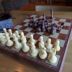 Chess set with magnetic board