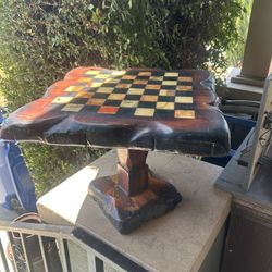 Your move; Vintage 70s Handmade Standing Chess/Checkers Table (Pieces not Included):