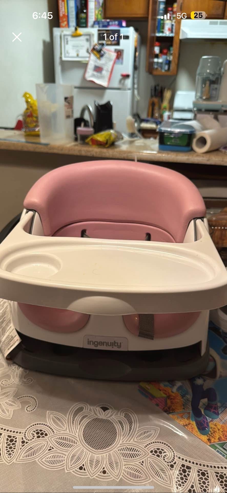 Ingenuity Baby Base 2-in-1 Booster Feeding and Floor Seat with Self-Storing Tray