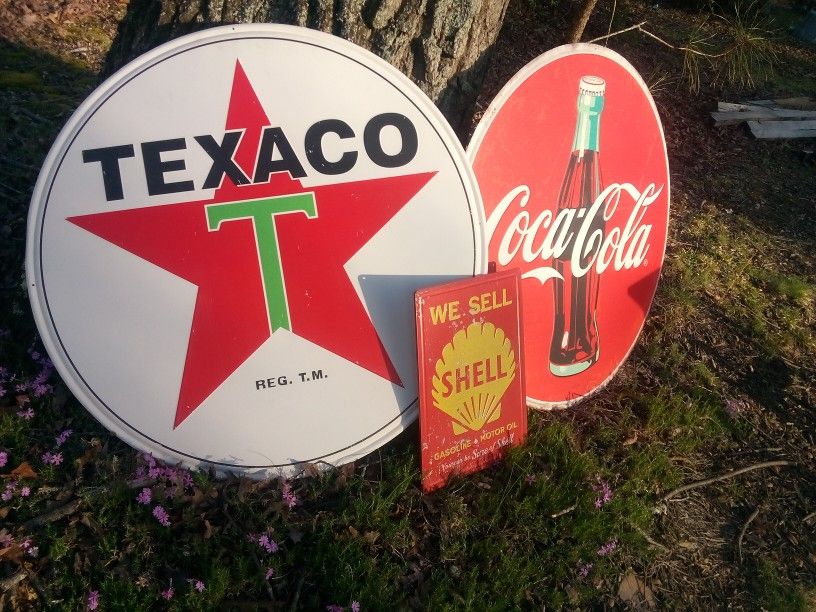 Large Coca-Cola Metal Sign or Small Shell Sign.