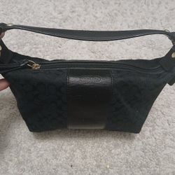 COACH Signature Canvas and Black Leather Mini Hobo Handbag 40846 OBO