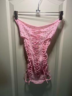 Braided fishnet top/poster girl dress w/ iridescent rhinestones