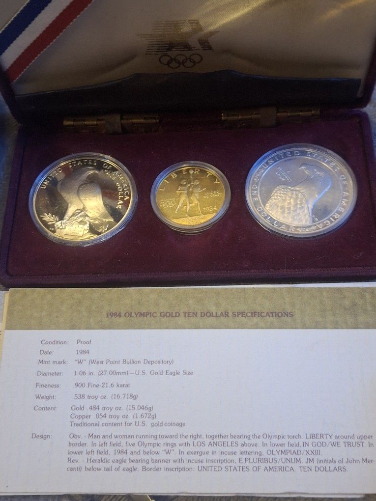 Proof Set 1984 ten Dollar Gold Olympic