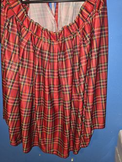 Red  Plaid Pleated Skirt