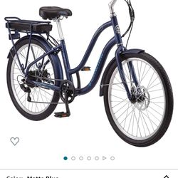Schwinn Mendocino Adult Hybrid Electric Cruiser Bike, Lightweight Aluminum eBike Frame, 26-Inch Wheels, Pedal Assist, Throttle Option, 6 Speed Drivetr
