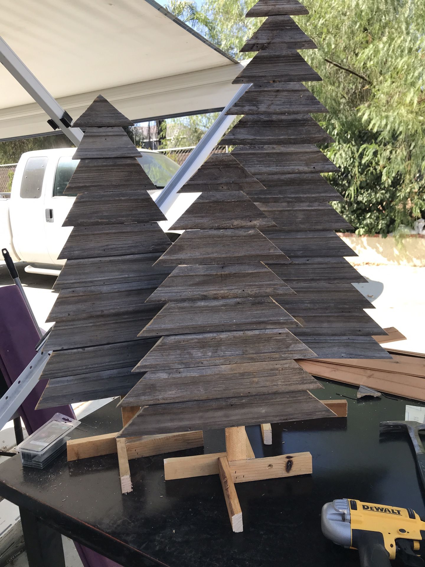 Handmade freestanding Christmas trees