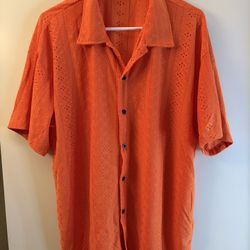 Orange Tropical Shirt Size Large