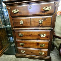 Highboy Wood Dresser with 5 drawers