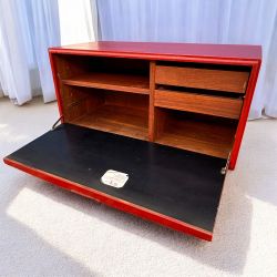 Vintage Cherry Red Rolling Storage Chest