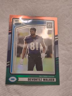 2024 Devontez Walker, Rookie Prism Panini Card # 345 Red Silver,  Green