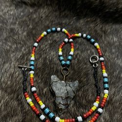 Handmade Arrowhead Wire Wrapped Crystal Pendant Stone Necklace 