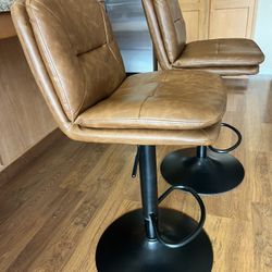 Brown Swivel Bar Stools (Set of 2)