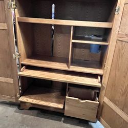 Large Oak Computer armoire
