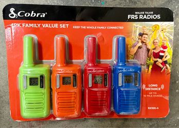 New Cobra Walkie Talkie FRS Radios 4-Pack (RX100-4) - 16 Mile Range