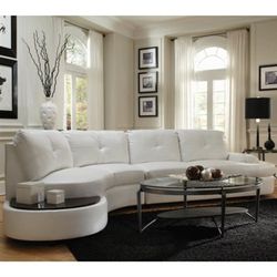 New! Contemporary White Sectional Sofa with Built in Table $39 Down (NO CREDIT CHECK FINANCING)