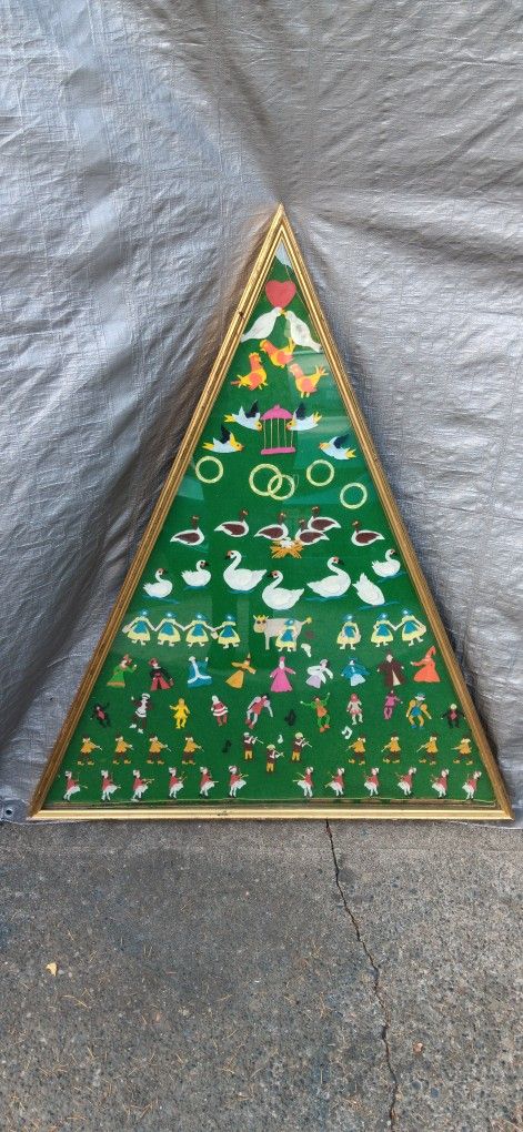 49" Vintage Handmade Triangular Framed Hanging Wall Tree Christmas Decor McCalls Pattern