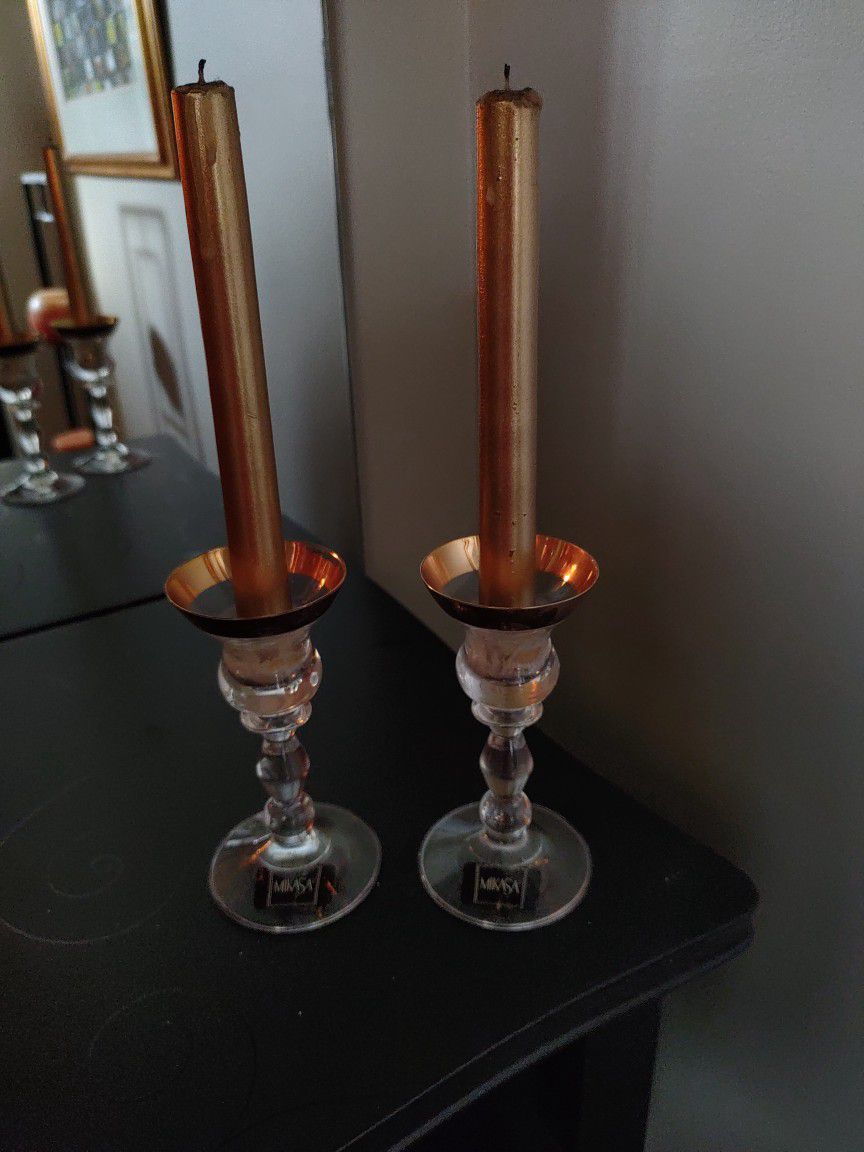 Mikasa Gold Rimmed Candlestick Holders