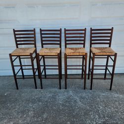 Italian Made Woven Rush Boho Stools Countertop Bohemian MCM Mid-Century Modern Furniture _ 29" Seat Height