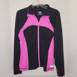 Pink And Black Fila Light Weight Jacket Ladies LARGE