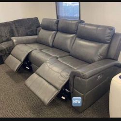 🆕 Dual Power Reclining Sofa Dendron Gray Modern✅ Living Room 👍 Newbrand ✌🏻