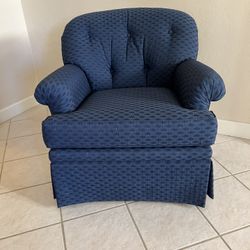 Grandmillenial Traditional Navy Blue Club Chair 