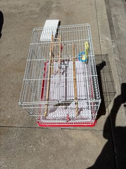 White Bird Cage w/Accessories