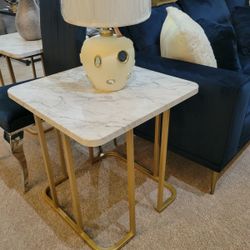 White Gold End Table Contemporary Style