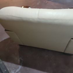 Acacia Wood Leather Love Seat 