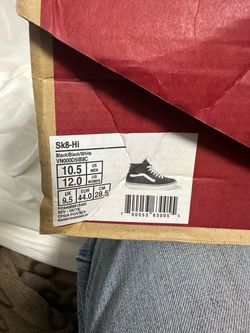 Vans Sk8-Hi Black/White Men's Size 10.5