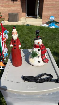 Ceramic santa and snowman